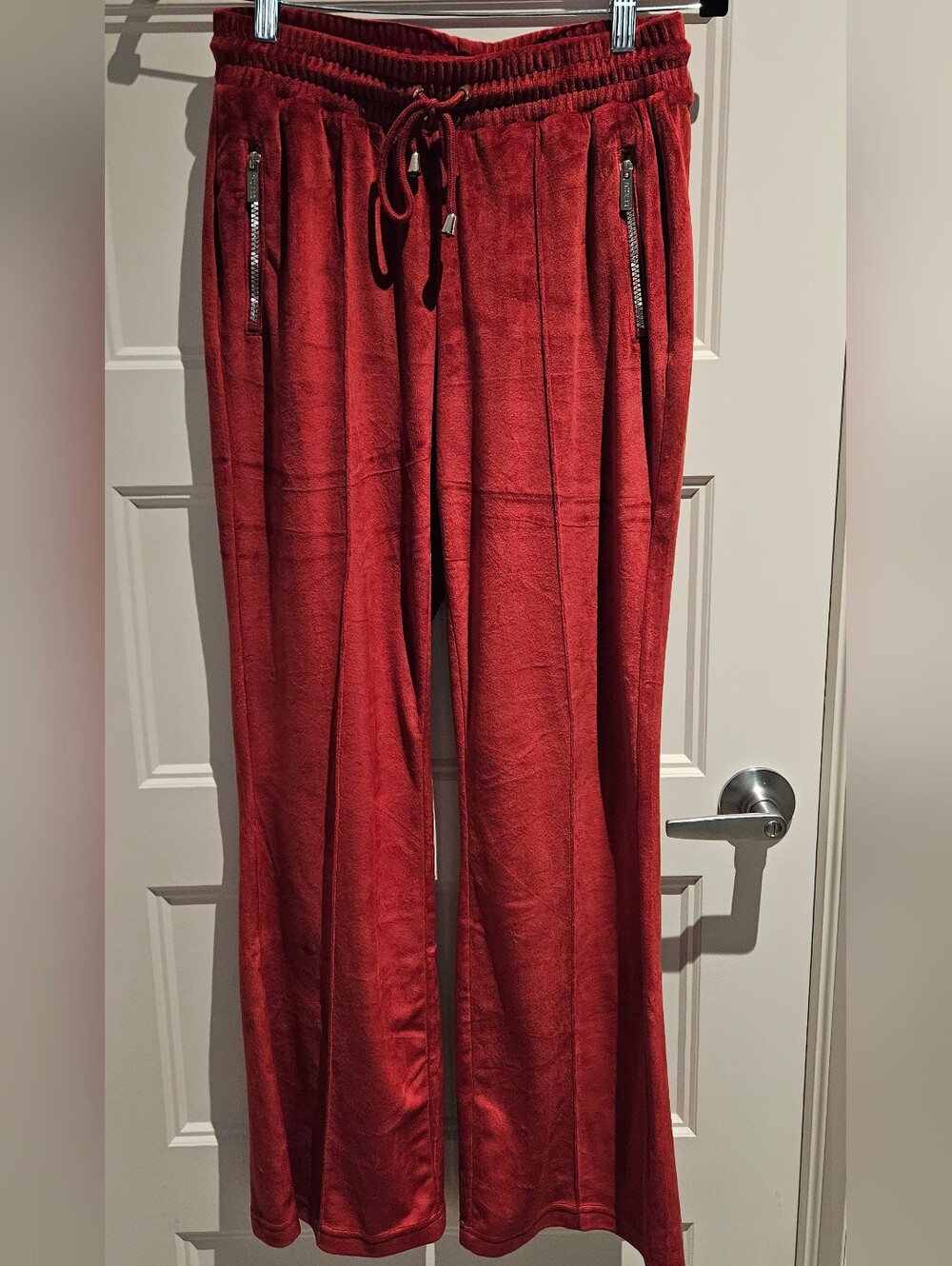 Guess Burgundy Velour Drawstring Joggers